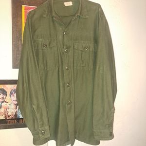 ARMY Vintage Vietnam 1968 OG107 Cotton Sateen Shirt 17 1/2x36 Rare XXL USA only
